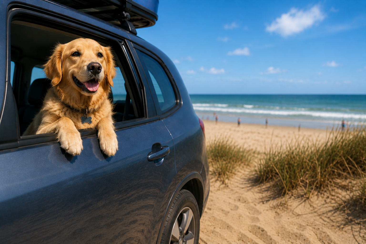 Perro disfrutando de la playa en Villa Gesell - Alojamientos pet friendly en la costa argentina